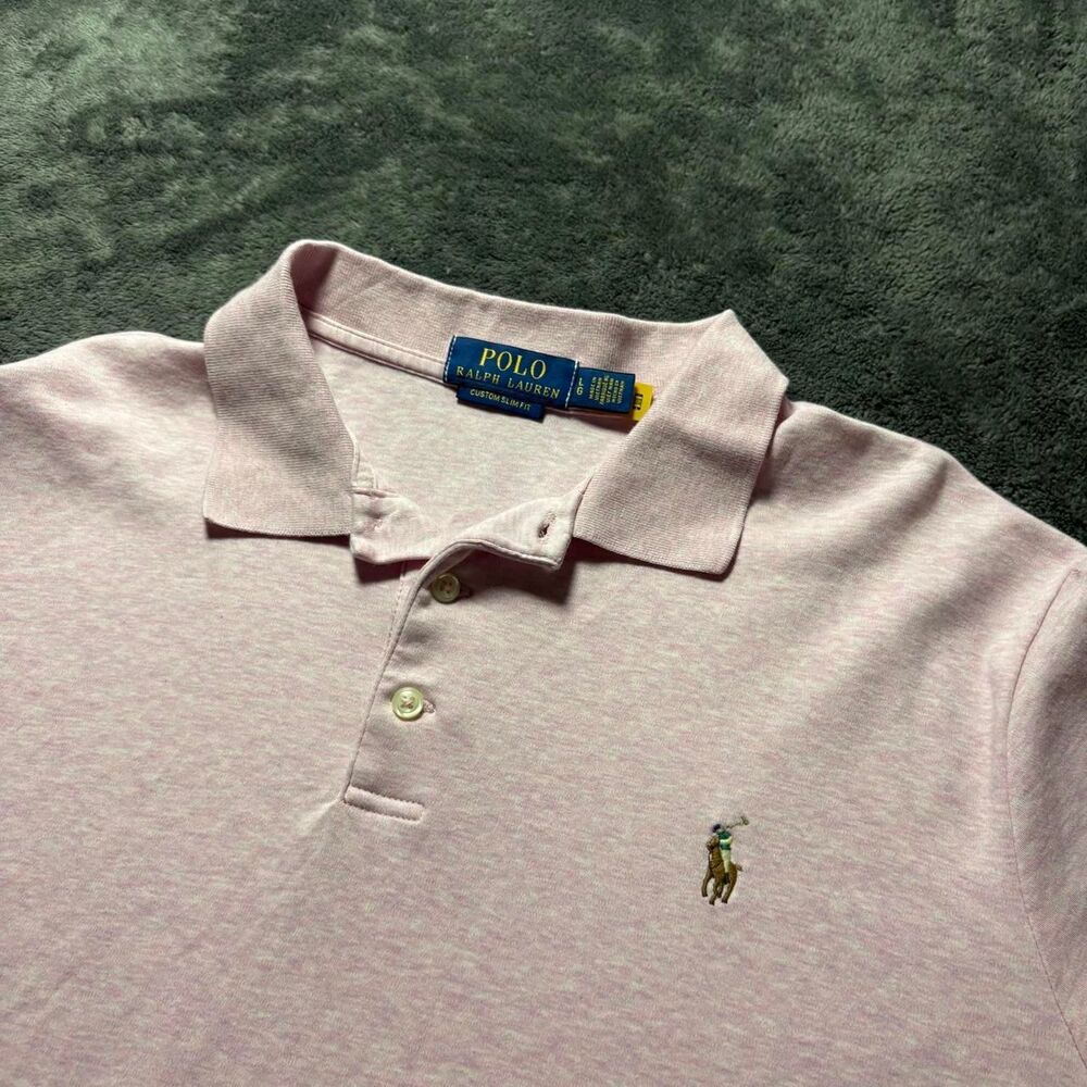 Polo Ralph Lauren Equestrian Polo Player Custom Slim Fit Pink Polo L